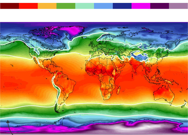 World map showing a green band over Europe and North America show where easiest for Covid-19 to spread